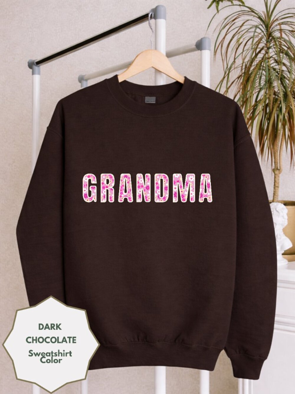 Cute Grandma Sweatshirt Brown Floral Grandma Crewneck Cozy Gift for Nana Mimi